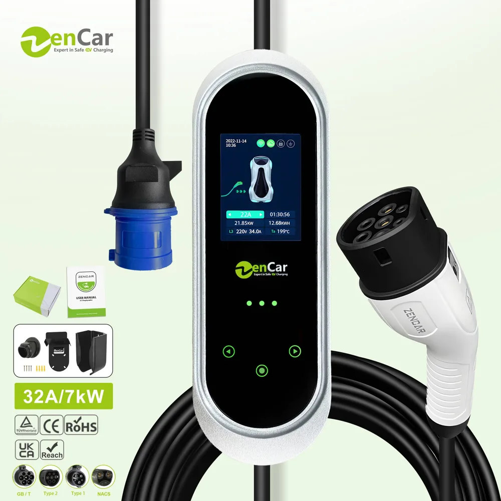 Cargador portátil Zencar Epro 3 en 1 con adaptador CEE azul
